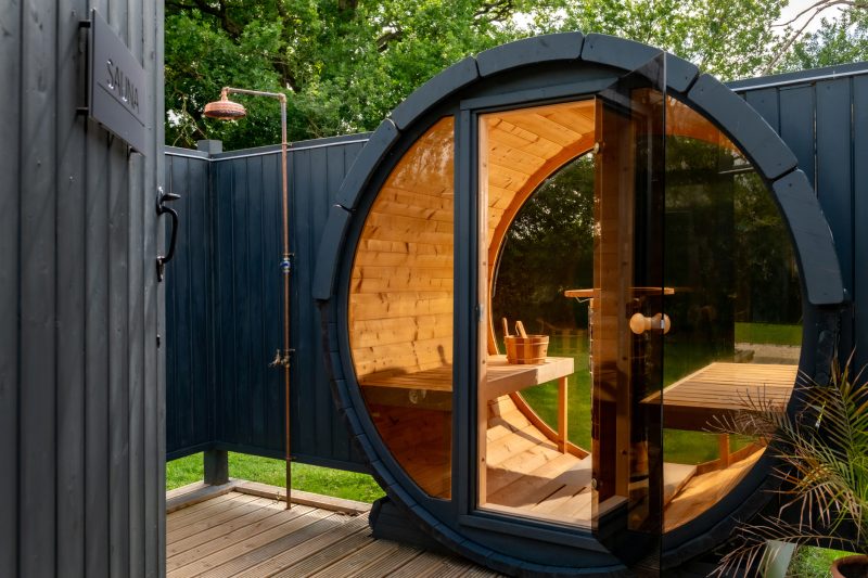 Sauna at our glamping Pod in The Cotswolds